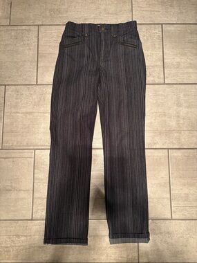 Striped Straight-Leg Pants in Dark Navy/Black
